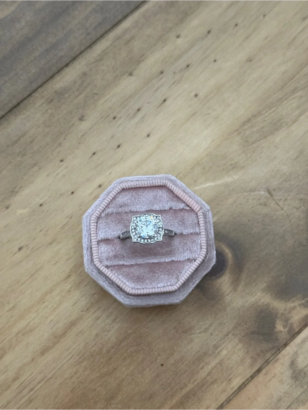 Large CZ rhodium plated adjustable size women’s ring size 8-12